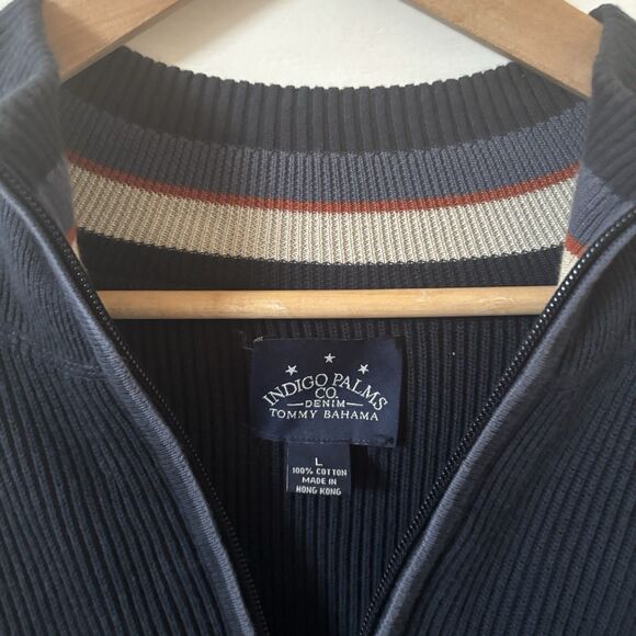 Indigo Palms Tommy Bahama Mens 1/4 Zip Pullover Blue Size Large Comfort Fall - Picture 8 of 12